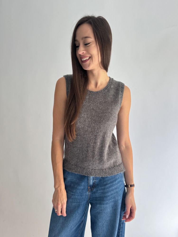 Wełniana szara kamizelka handmade 5